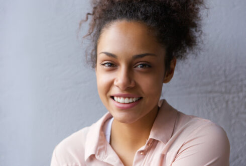 Confident African American woman smiling